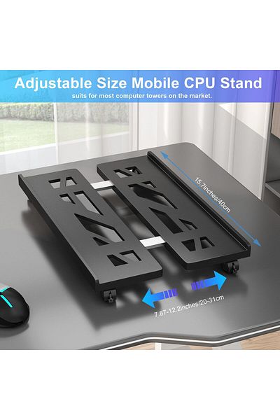 erorex Mobile Cpu Stand Cpu Rolling Stand Adjustable Computer Mobile Cart Holder With Locking Caster