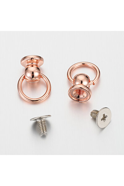 Choice حلقة مفردة مقاس 8 مم من الذهب الوردي مكونة من 20 مجموعة من عمود كروي م...