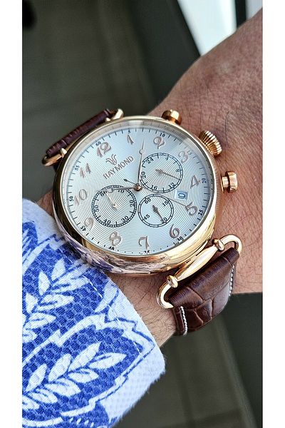 Raymond Rym-83011 Raymond Men's Wristwatch - Steel Case and Leather Cord - 2 Years Warranty