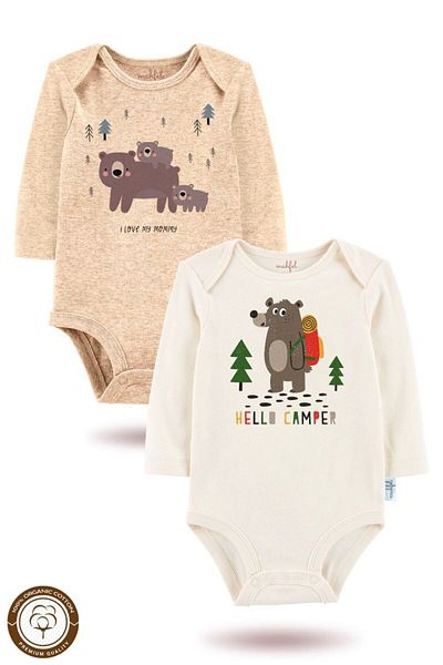 MAHFEL 100% Cotton 3-Piece Organic Printed Snap Fastener Baby Bodysuit