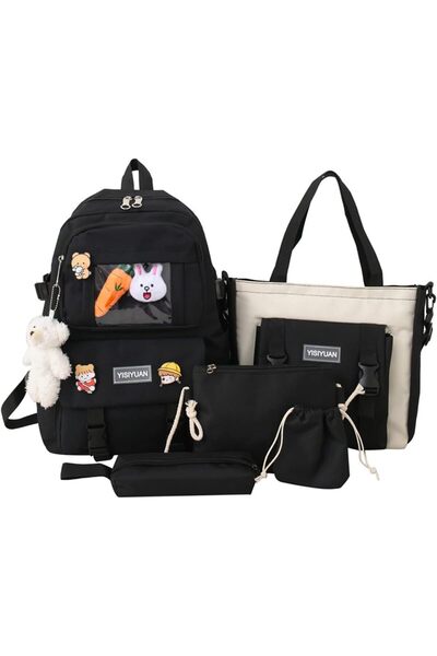 Generic Backpack Set School Laptop Bag Canvas Daypack 5 Pcs With Shoulder Bag...