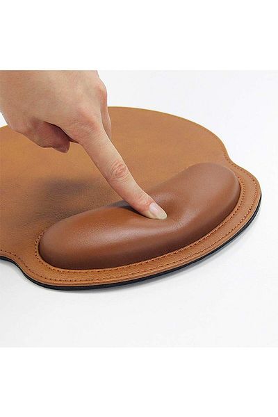 erorex Ergonomic Pu Leather Mouse Pad With Wrist Support Comfort Memory Foam Waterproof Surface，Non Slip