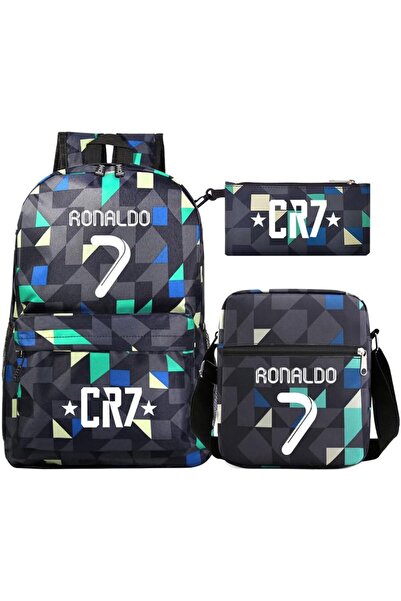 Generic 3Pcs Backpack Set Ronaldo Cr7 Soccer Backpack Large Capacity Casual B...
