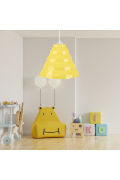 Art&Gift Bolton Single Yellow Mica Pendant Lamp Children's Room Chandelier Entrance Hall Cafe Lighting