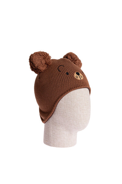 Fonem Çift Ponponlu Hayvan Figür Nakışlı Unisex Triko Bere Unisex