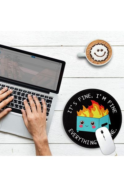 erorex لوحة ماوس دائرية بتصميم Dumpster On Fire مقاس 8.6 × 8.6 بوصة، لوحة ماوس مضحكة لأجهزة الكمبيوتر المحمولة وألعاب الكمبيوتر المحمول، بحافة مخيطة، غير قابلة للانزلاق
