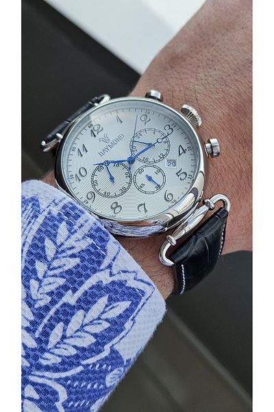 Raymond Rym-83011 Raymond Men's Wristwatch - Steel Case and Leather Cord - 2 Years Warranty