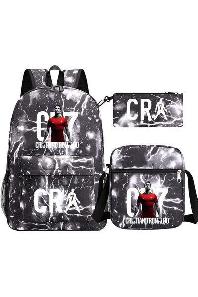 Generic مجموعة من 3 حقائب ظهر Cr7 لكرة القدم، حقيبة ظهر كاجوال كبيرة السعة مع...