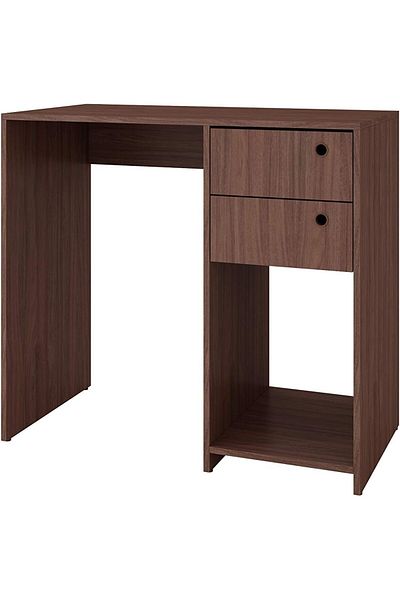 erorex Computer Desk With Two Drawers And One Shelf Brown H 81 Cm X W 90 Cm X D 45 Cm Wood