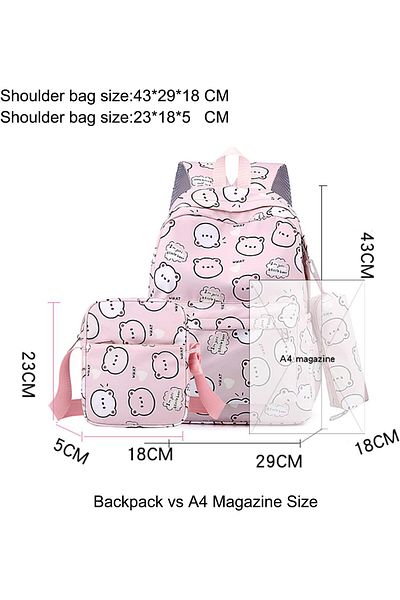 erorex School Bag For Primary Middle School Secondary School Students Daypack 3Pcs Print Teen Girls