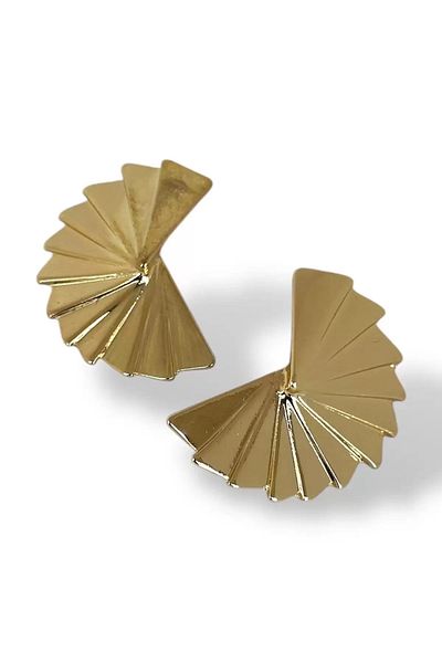 Vitastyle Gold Color Fan Figured Steel Earrings
