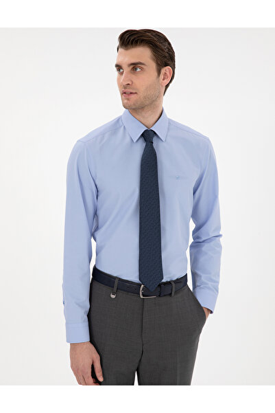 Pierre Cardin Mavi Slim Fit Uzun Kollu Basic Gömlek 50307297-VR036