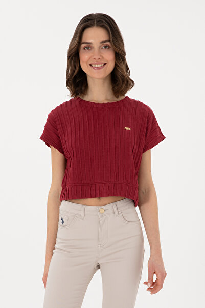 U.S. Polo Assn. تي شيرت نسائي برقبة دائرية من الكرز 50300801-VR223