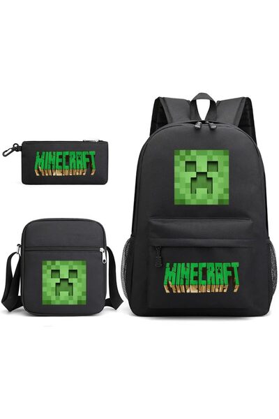 Generic مجموعة حقيبة ظهر مكونة من 3 قطع من ماين كرافت حقيبة ظهر مدرسية كبيرة ...