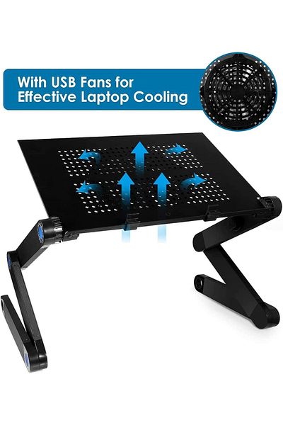 erorex حامل كمبيوتر محمول قابل للتعديل مع مروحة تبريد USB كبيرة على شكل حرف U، مكتب مريح قابل للطي مع ماوس