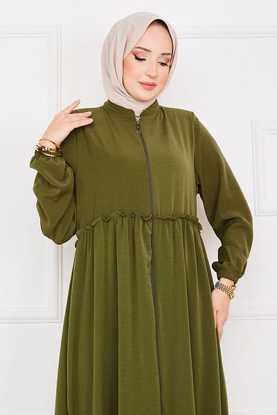 EBRUTESETTÜR Elastic Sleeve Gathered Hijab Ferace