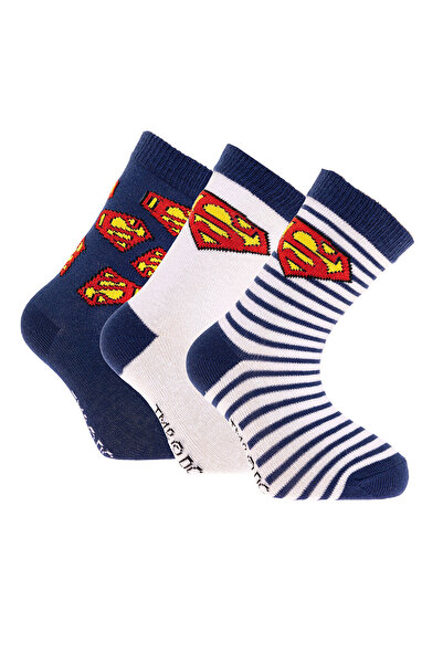 Warner Bros Superman Erkek 3'lü Soket Çorap
