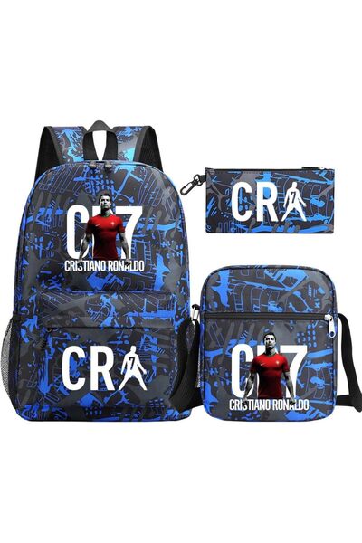 Generic مجموعة من 3 حقائب ظهر Cr7 لكرة القدم، حقيبة ظهر كاجوال كبيرة السعة مع...