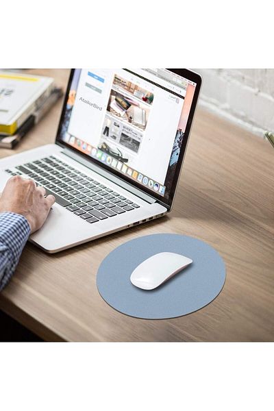 erorex لوحة ماوس مستديرة مقاس 7.87 بوصة، لوحة ماوس محمولة مقاومة للماء من جلد البولي يوريثان، لوحة ماوس مزدوجة الجوانب