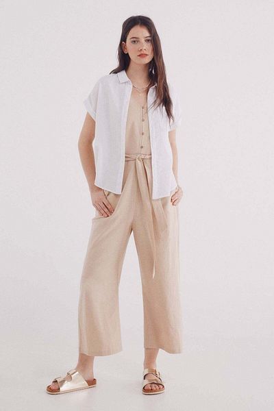 Springfield Short Sleeve Turn-up Linen Linen Shirt