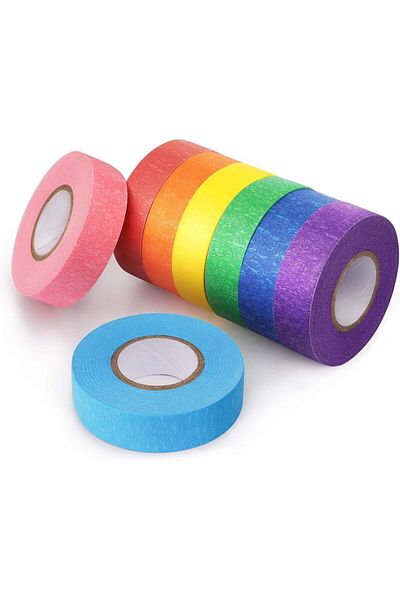 erorex 8Pcs Masking Tape Painter'S Tapes Color Craft Art For Painting Decoration Rainbow Colors Tape Craft