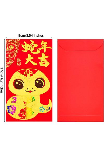 erorex 36Pcs 6 Styles 2025 Snake Year Chinese Red Envelopes 2025 Chinese New Year Red Envelopes Hong Bao