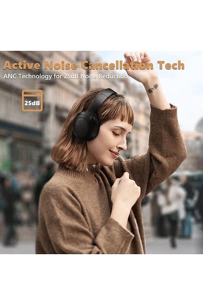 erorex سماعات رأس لاسلكية بخاصية إلغاء الضوضاء النشطة وبلوتوث 5.3 ووقت تشغيل 52 ساعة وميكروفون CVC 8.0