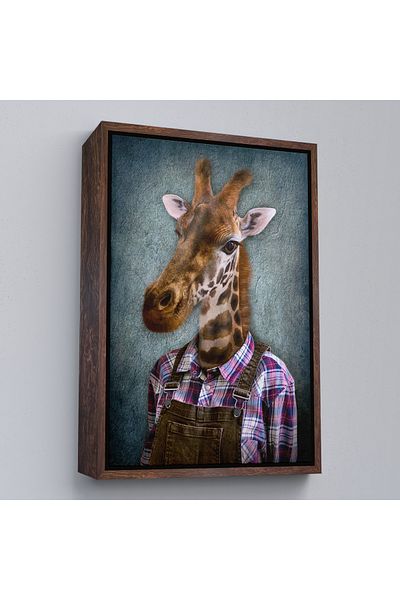 Harita Sepeti Pictură pe pânză umană cu cap de girafă cu cadru alb