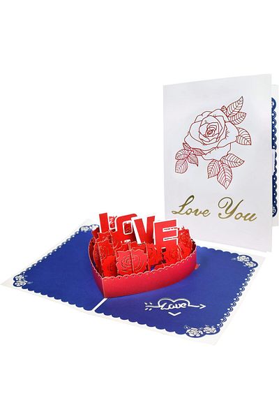 erorex Valentines Day 3D Greeting Pop Up Card Pop Up Valentine'S Cards Popup Rose Card Happy Anniversary