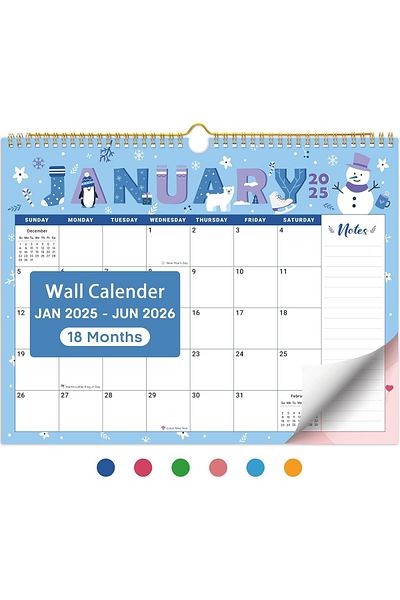 erorex 2025 Wall Calendar 18 Monthly Wall Calendar From January 2025 June 2026 11.5 Inch X 14.7 Inch Twin
