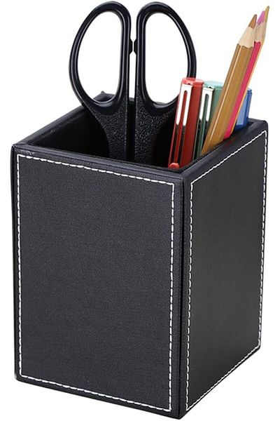 erorex Faux Leather Pen Pot Black