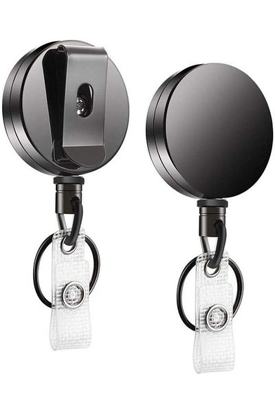 erorex 2Pcs Retractable Keyring Badge Holder Reel Clips With Belt Clip Retractable Badge Holder With Key