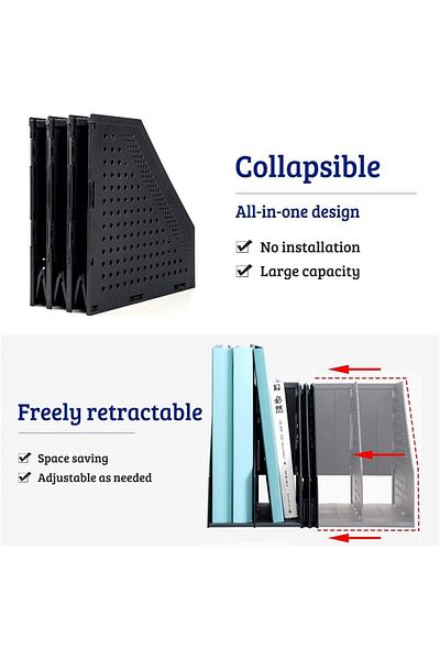erorex Desktop File Magazine Folder Holder 3 Vertical Compartments Collapsible File Holder Bookends File