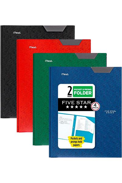 erorex 2 Pocket Folders 4 Pack Plastic Folders With Stay Put Tabs And Prong Fasteners Holds 8 1 2 Inch X