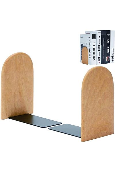 erorex Book Ends Shelf 1 Pairs Wood Bookends Heavy Duty Book Holders Wooden Book Stopper Anti Slip Book
