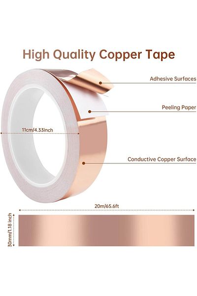 erorex Copper Tape Copper Foil Tape Snail Slug Repellent Tape Self Adhesive Slug Deterrent Barrier Copper