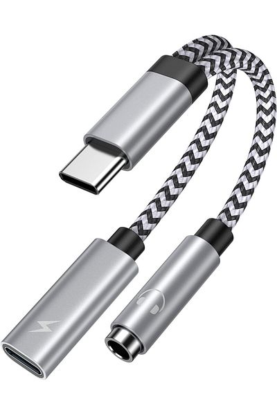 erorex Usb C To 3.5Mm Audio Headphone Adapter And Charger 2 In 1 Usb C Headphone Jack Hifi Dac With 27W
