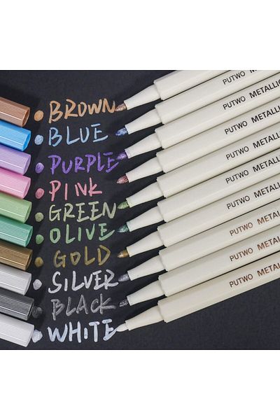 erorex Set Of 10 Marker Pens Colored Pencils Diy For Photo Scrapbook Album Use Multicolor 10 Count