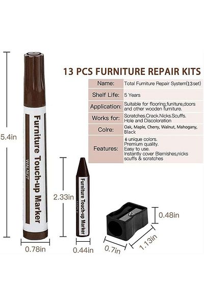 erorex Furniture Repair Kit Wood Markers Set Of 13 Markers And Wax Sticks With Sharpener Kit For Stains