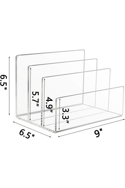 erorex Acrylic File Holder Clear File Sorter Desk File Organizer 3 Sections Office Desktop Rack 9 Inch X