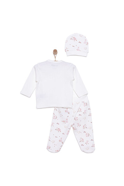 ebebek Hello Baby HelloBaby Yenidoğan Kız Bebek Sevimli Tavşan ve Kirpi Zıbın-Şapka Patikli Alt 3lü Set Kız Bebek
