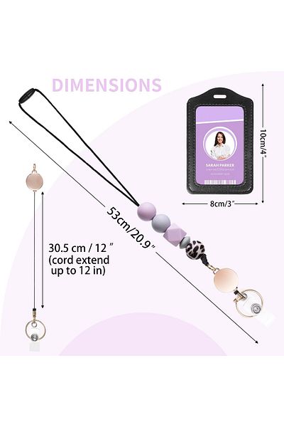 erorex Id Badge Holder Pu Leather Badge Holder With Retractable Lanyard And Keyring Lanyard Badge Holders