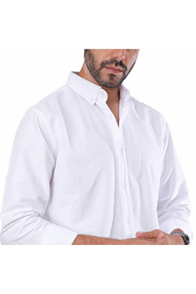 COUP Men Solid Oxford Shirt With Long Sleeves 1200341 3xl-white