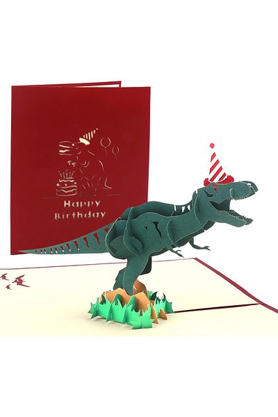 erorex Dinosaur Birthday Card 3D Pop Up Jurassic Tyrannosaurus Card Personalized Kid Funny Greeting Cards