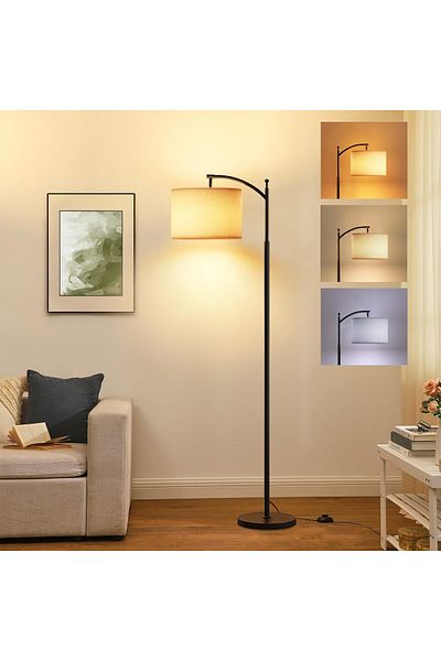erorex مصباح أرضي لغرفة المعيشة، مصباح قائم LED، 3 درجات حرارة ألوان 3000 كلفن 5000 كلفن، كتان قابل للتعديل