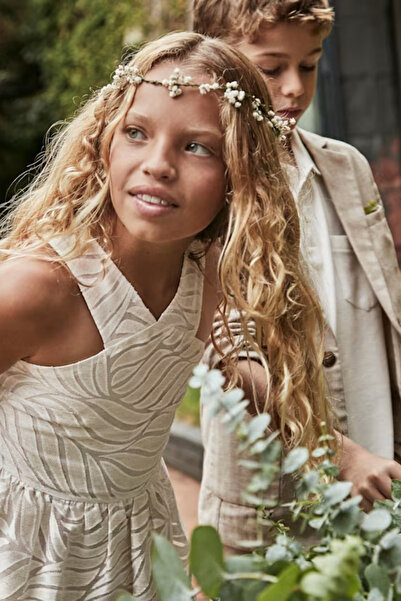 MAYORAL 06976-53 KREM Elbise Devore