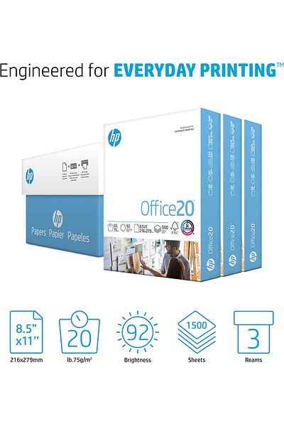 erorex Hp Printer Paper 8.5 X 11 Paper Office 20 Lb 3 Ream Case 1500 Sheets 92 Bright Made In Usa Fsc