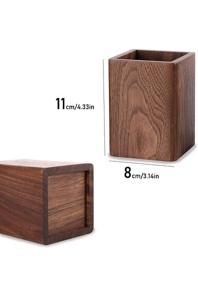 erorex Wooden Pen Holder Square Pen Holder Desk Organiser Black Walnut Wood Handmade For Stationery Make