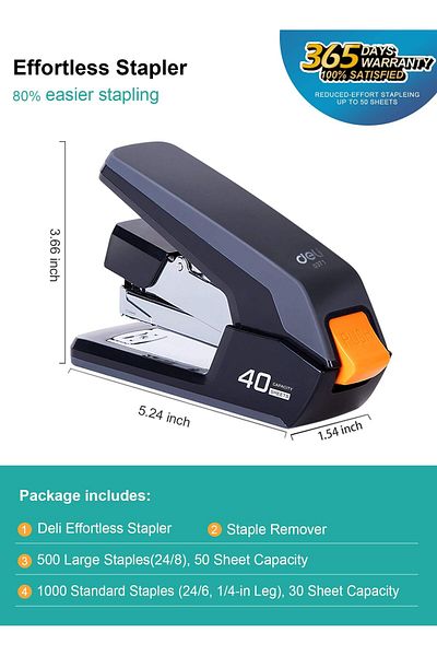 erorex Effortless Desktop Stapler 40 50 Sheet Capacity One Finger Touch Stapling Easy To Load Ergonomic