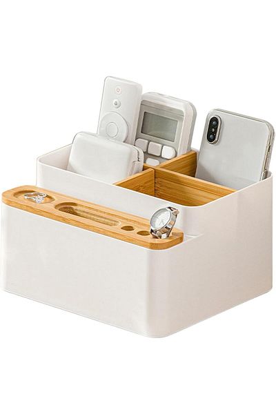erorex Desk Organizer Pen Pencil Holder With Compartments Table Storage Box With Divider Desktop Caddy